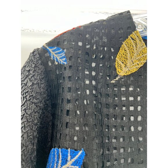 Draper's & Damon's Sheer Leaf Print Blazer Black/Multi Embroidered Size Large - Picture 3 of 7